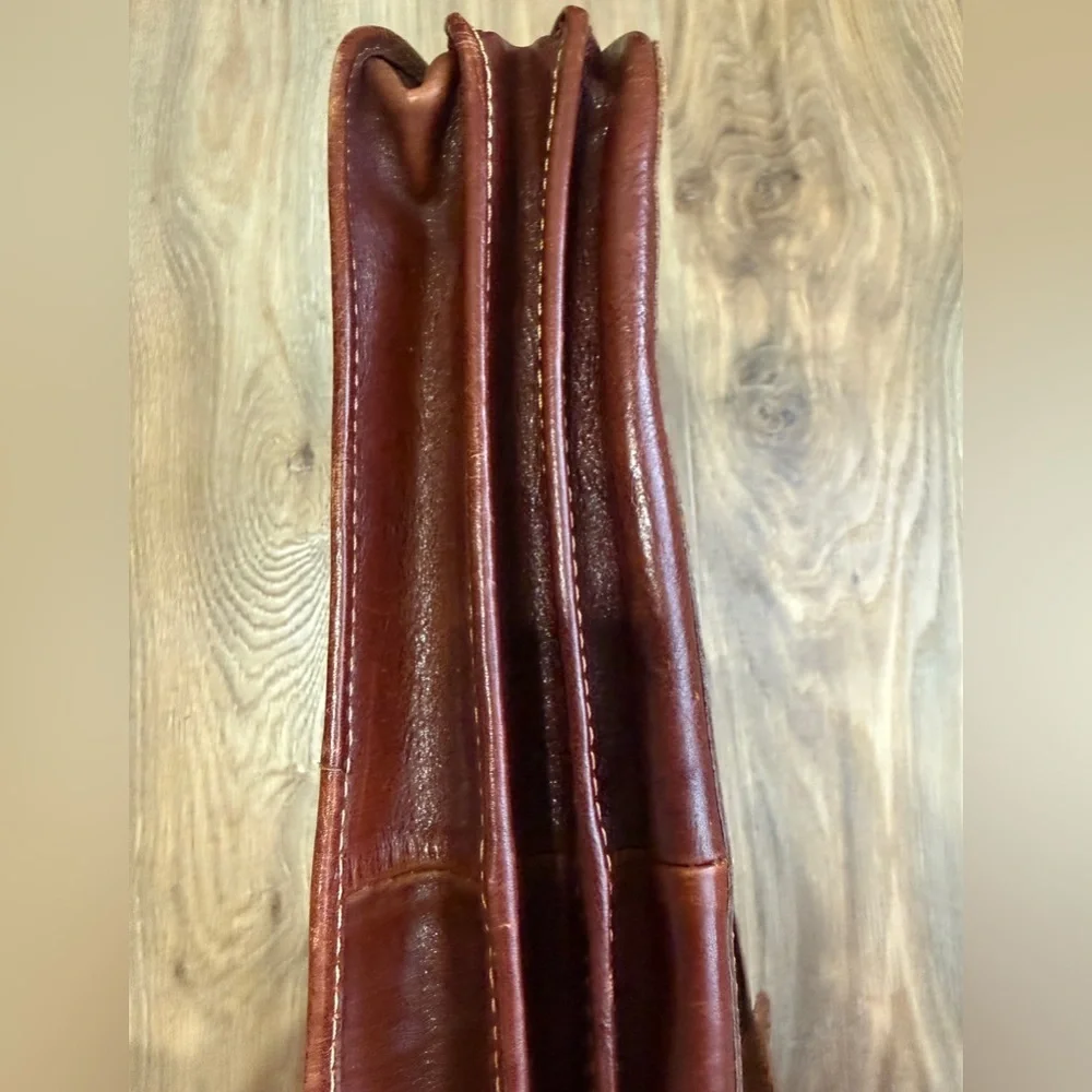 Floto Cenzo Leather Briefcase Messenger Bag Brown Italy LNC